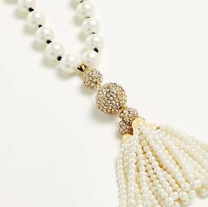 Ann Taylor Pearlized Tassel Pendant Necklace